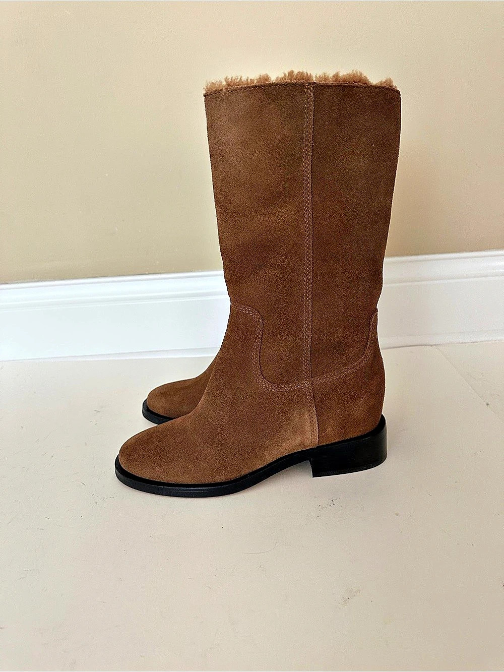 NWT Dolce Vita Kedra Waterproof Brown Suede Mid Calf Women's Boots, Sz 7